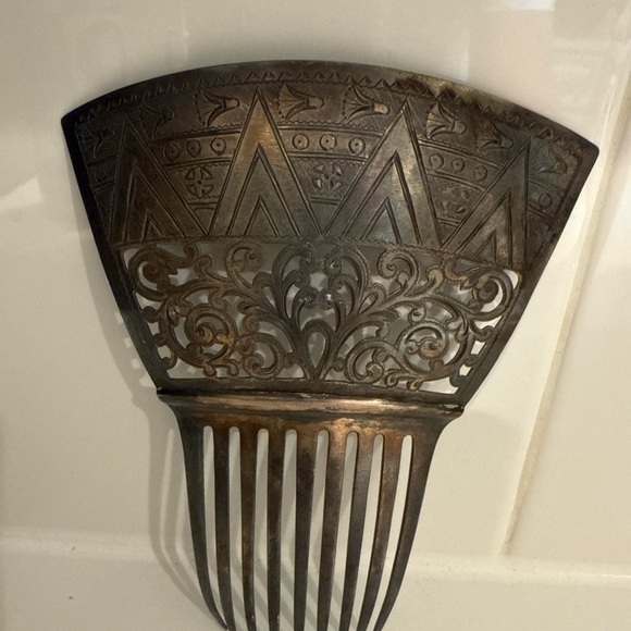 Antique Bronze silver plated Decorative Comb - Picture 2 of 6